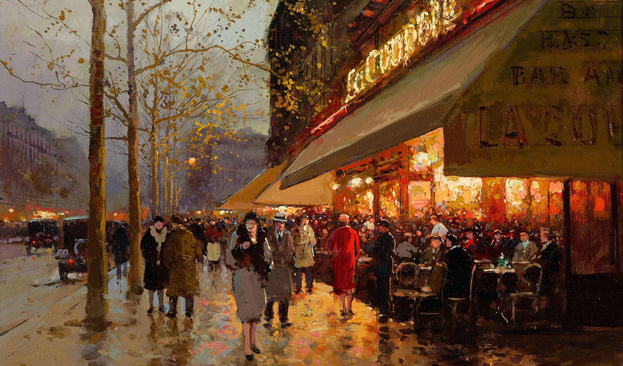 Edouard Cortes - La Coupole, Montparnasse Canvas & Poster Wall Art