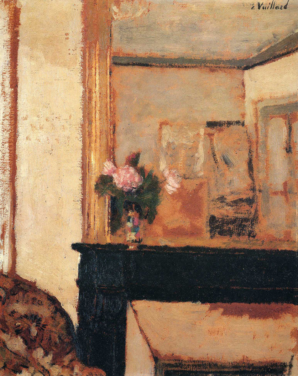 Jean-Édouard Vuillard - Vase of Flowers on a Mantelpiece Canvas