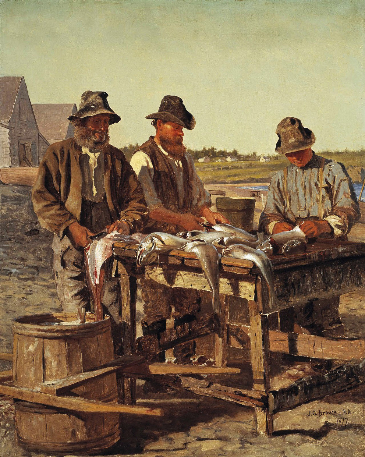 John George Brown - Cleaning Fish-Reproduction-Get Custom Art