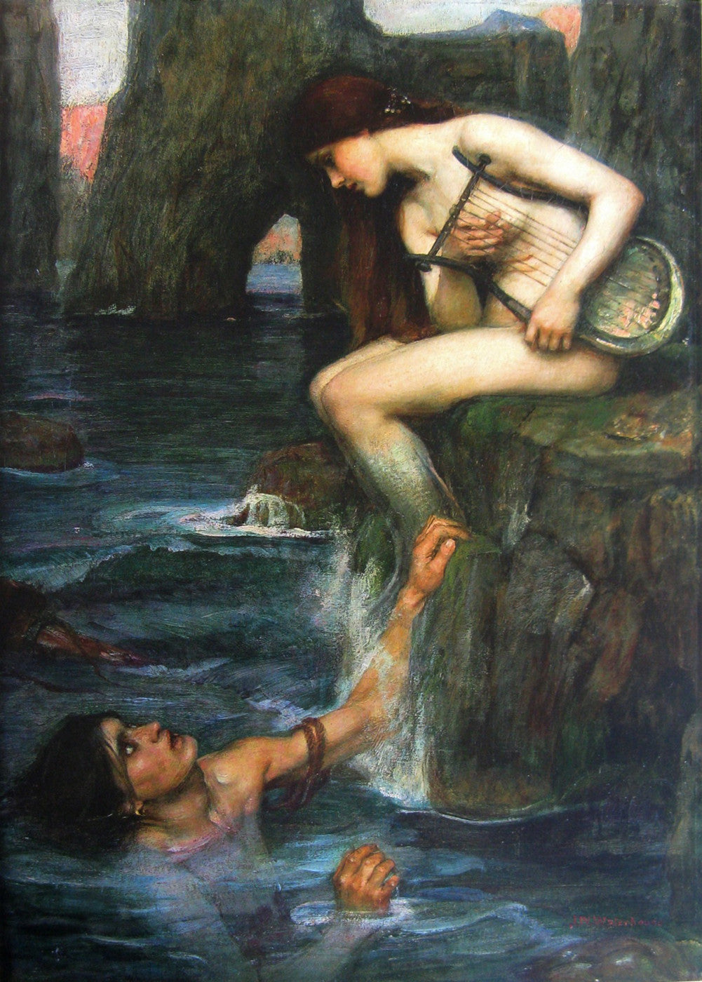 John William Waterhouse - The Siren Canvas \u0026 Poster Wall Art | Get Custom  Art, image size:1001x1400