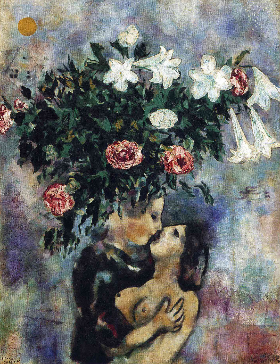 Marc Chagall - Lovers Under Lilies Canvas & Poster Wall Art