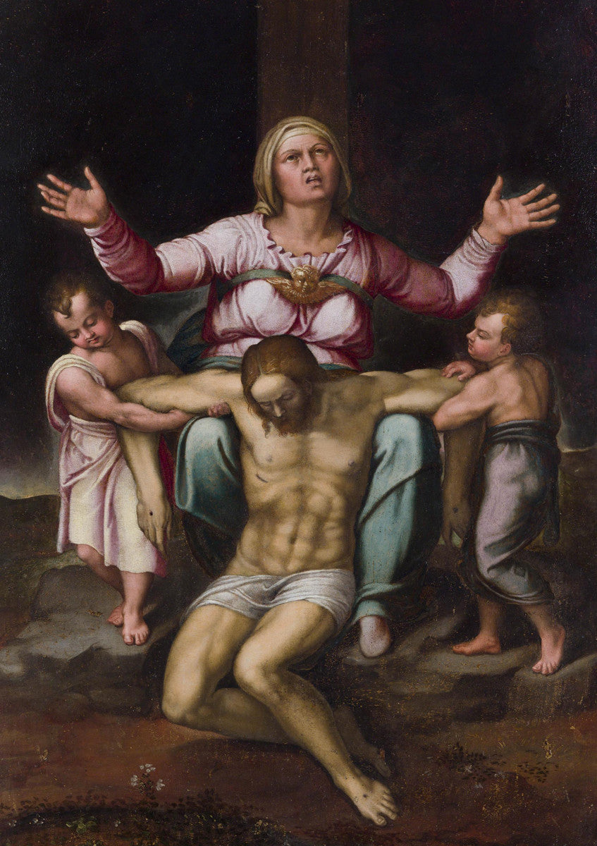 Michelangelo - La Pieta with Two Angels Canvas & Poster Wall Art 