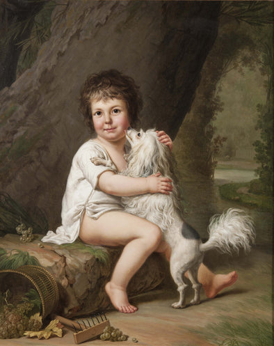 Adolf Ulrik Wertmuller - Two Year Old Henri Bertholet Campan with his dog Aline - Get Custom Art