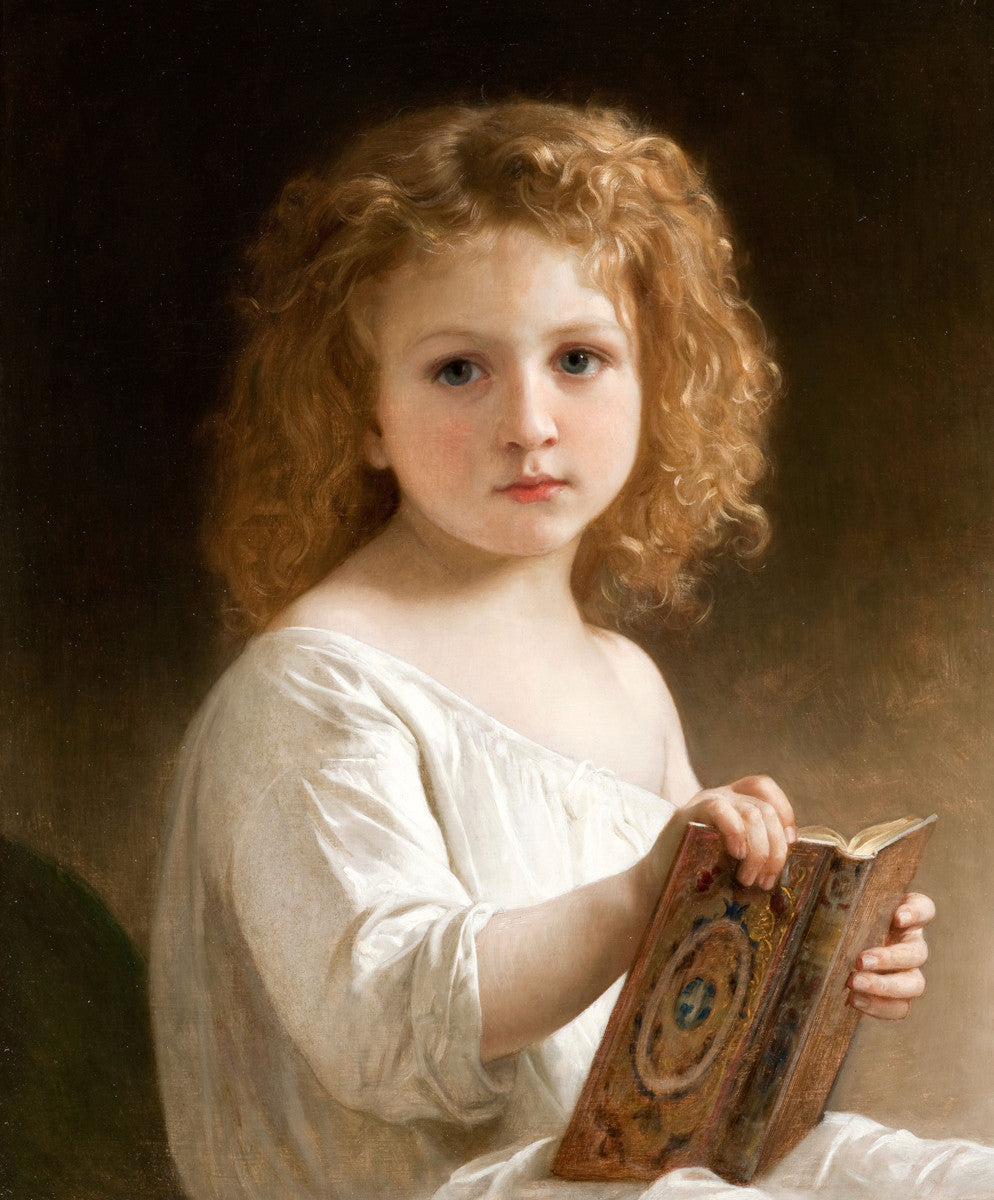 William Adolphe Bouguereau【物語の本】 William-Adolphe Bouguereau - The Story Book Canvas & Poster Wall