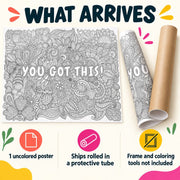 Large Inspirational Motivational Quote "You Got This" Coloring Poster – Detailed Background for Adult Coloring, Stress Relief, and DIY Home Decor - Get Custom Art