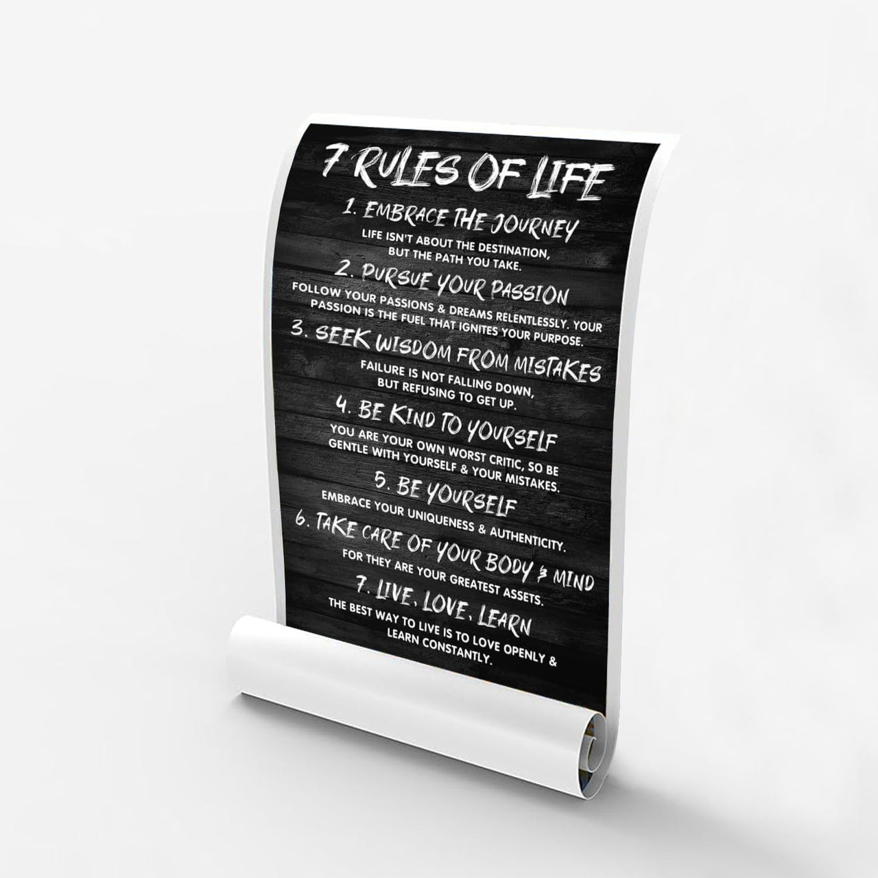 "7 Rules of Life Inspirational Motivational" Positive Quotes Wall Art Decor - Motivational Poster - Encouragement Gift - Bedroom Living Room Home Office School