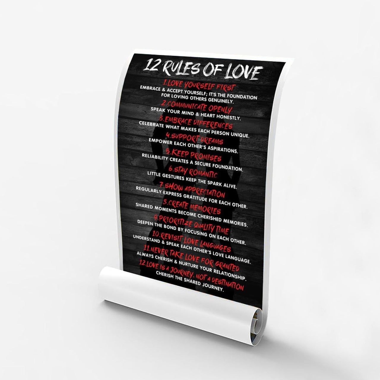 "12 Rules of Love" Inspirational Motivational Positive Quotes Wall Art Decor - Motivational Poster - Encouragement Gift - Bedroom Living Room Home Office School