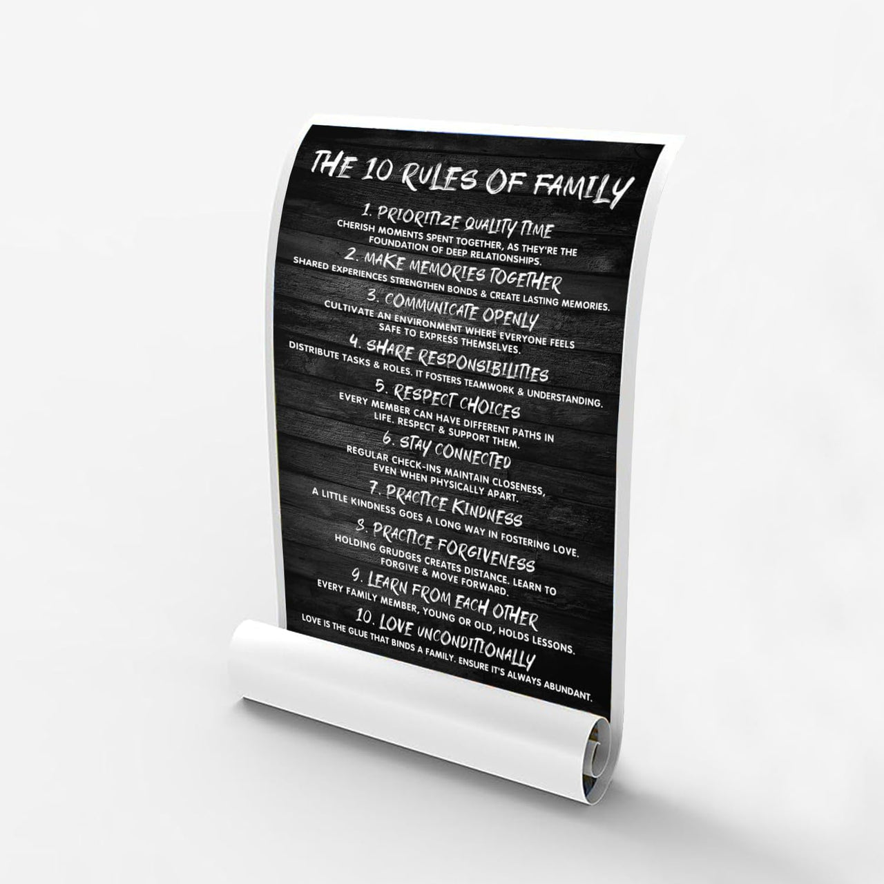 "10 Rules of Family" Inspirational Motivational Positive Quotes Wall Art Decor - Motivational Poster - Encouragement Gift - Bedroom Living Room Home Office School