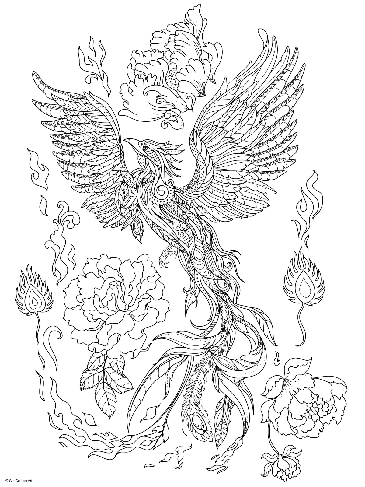 Phoenix Rising Color Page Phoenix Coloring Pages For Adults