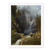 Albert Bierstadt's 'A Western Waterfall' painting reproduced as a rolled canvas print