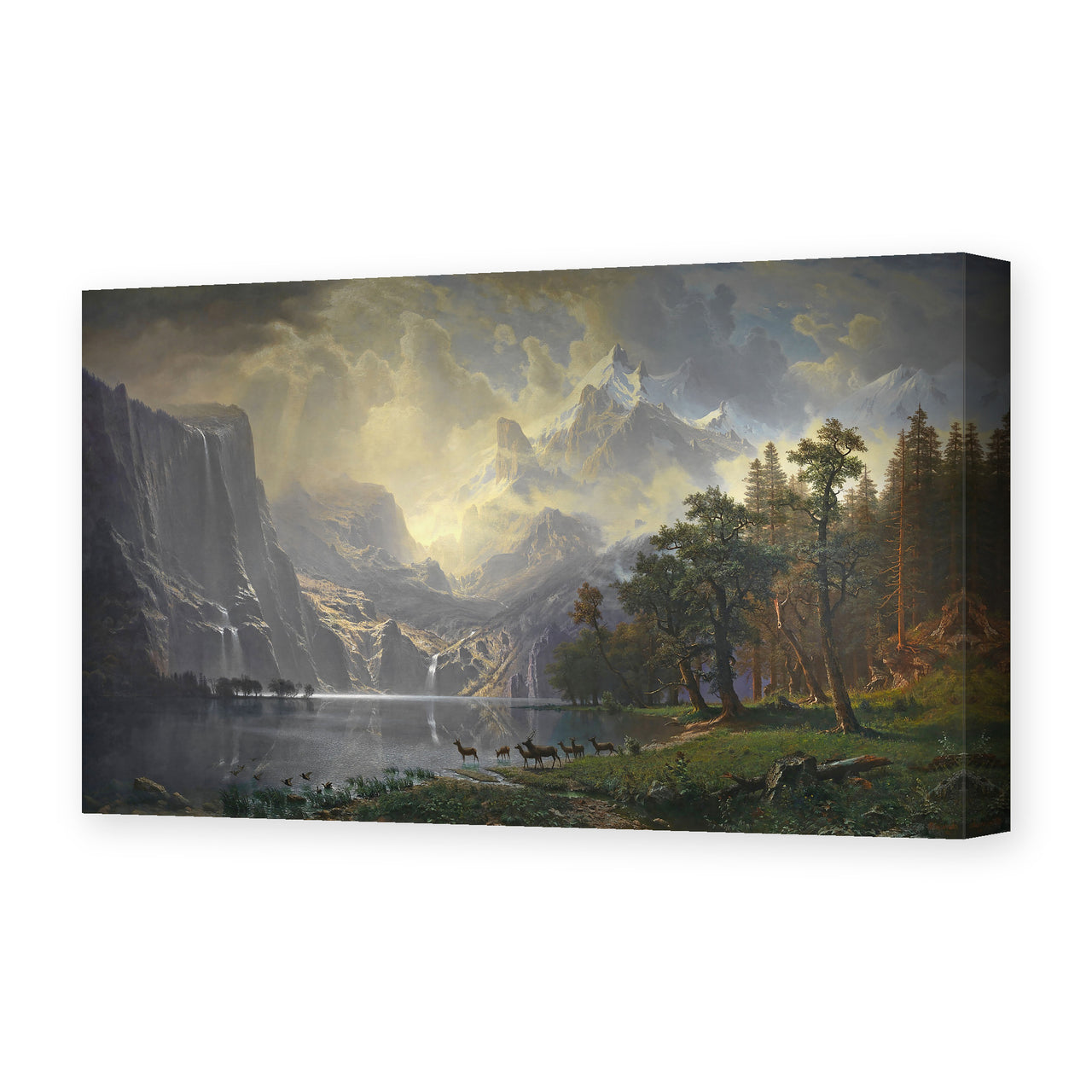 Albert Bierstadt's 'Among The Sierra Nevada Mountains' painting reproduced as a gallery-wrapped canvas print
