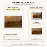 Albert Bierstadt - Autumn Landscape, New England canvas print size comparison and framing display infographic