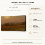 Albert Bierstadt - Autumn Landscape, New England gallery wrap canvas construction and hanging details infographic