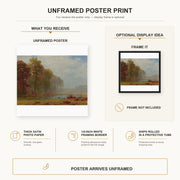Albert Bierstadt - Autumn On The River poster print size comparison and framing display infographic