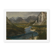 Albert Bierstadt's 'Bow River Falls Canadian Rockies' painting reproduced as a rolled canvas print