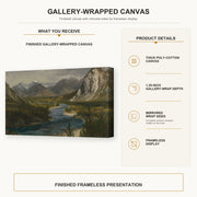 Albert Bierstadt - Bow River Falls Canadian Rockies gallery wrap canvas construction and hanging details infographic