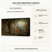 Albert Bierstadt - Departure of an Indian War Party gallery wrap canvas construction and hanging details infographic
