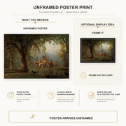 Albert Bierstadt - Departure of an Indian War Party poster print size comparison and framing display infographic