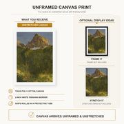Albert Bierstadt - Estes Park, Colorado canvas print size comparison and framing display infographic