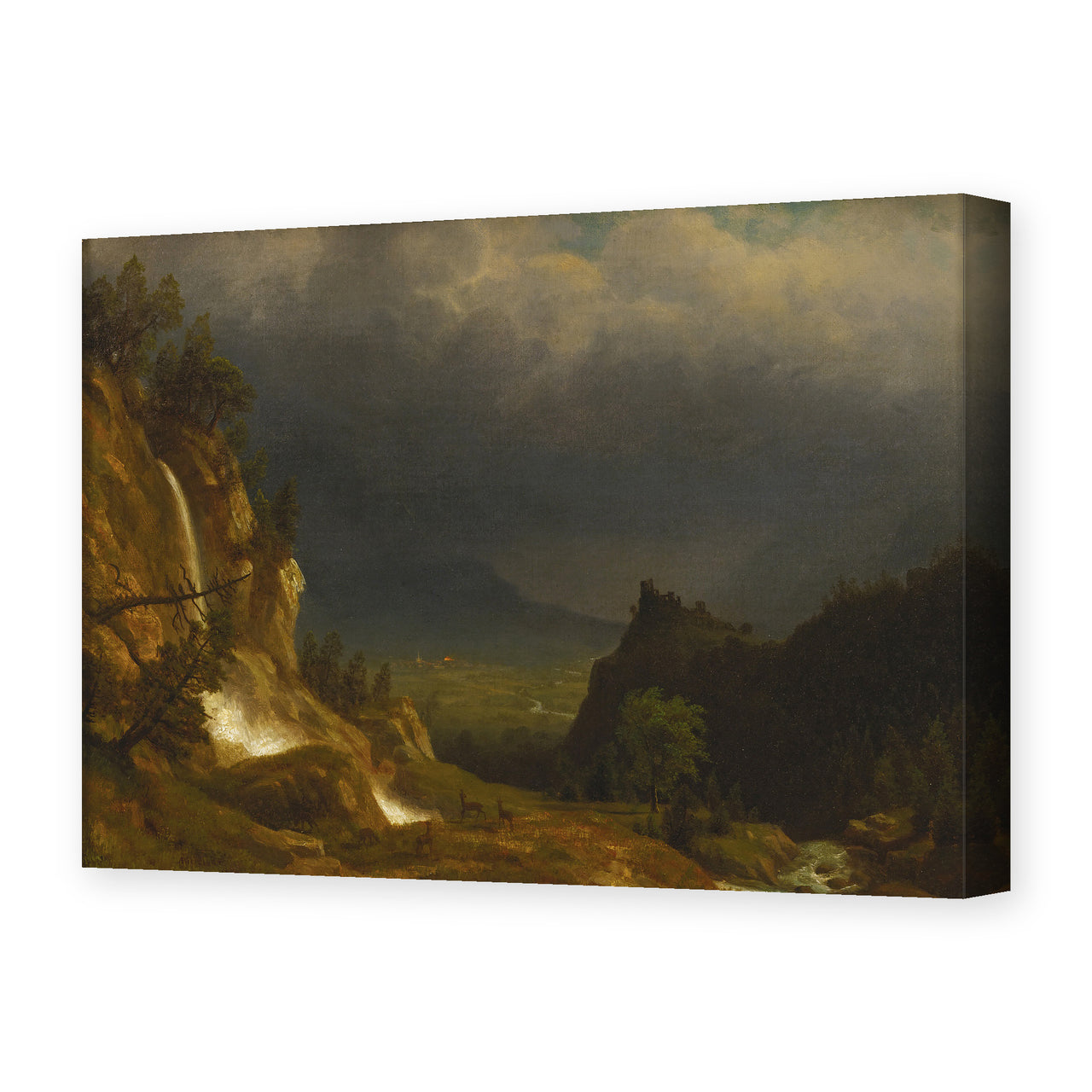 Albert Bierstadt's 'Evening In The Mountains' painting reproduced as a gallery-wrapped canvas print