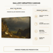 Albert Bierstadt - Evening In The Mountains gallery wrap canvas construction and hanging details infographic