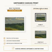 Albert Bierstadt - Field of red and yellow wildflowers canvas print size comparison and framing display infographic