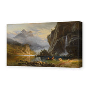 Albert Bierstadt's 'Indians Spear Fishing' painting reproduced as a gallery-wrapped canvas print