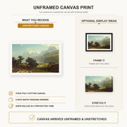 Albert Bierstadt - Lake Lucerne canvas print size comparison and framing display infographic
