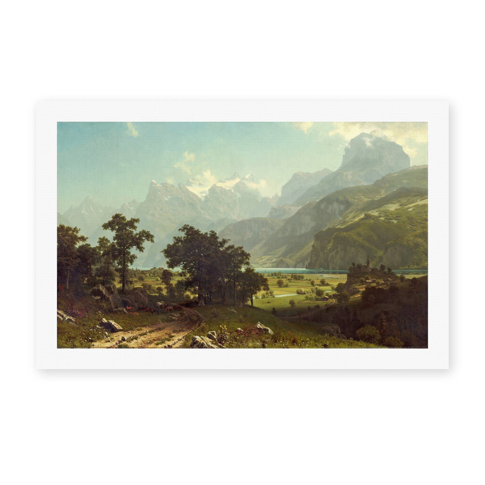 Albert Bierstadt's 'Lake Lucerne' painting reproduced as a rolled canvas print