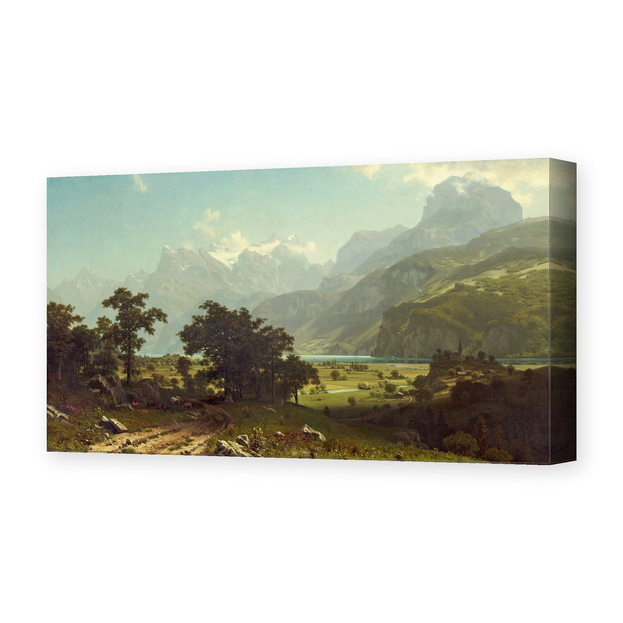 Albert Bierstadt's 'Lake Lucerne' painting reproduced as a gallery-wrapped canvas print