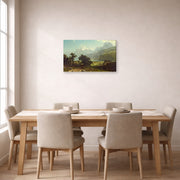 Gallery-wrapped canvas print of Albert Bierstadt's 'Lake Lucerne' displayed on a wall in a dining room