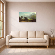 Gallery-wrapped canvas print of Albert Bierstadt's 'Lake Lucerne' displayed on a wall in a living room