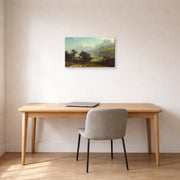 Gallery-wrapped canvas print of Albert Bierstadt's 'Lake Lucerne' displayed on a wall in a office