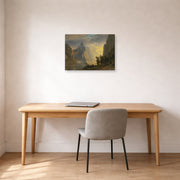 Gallery-wrapped canvas print of Albert Bierstadt's 'Lake in the Sierra Nevada' displayed on a wall in a office