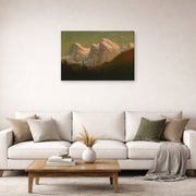 Gallery-wrapped canvas print of Albert Bierstadt's 'Late Afternoon Sun' displayed on a wall in a living room