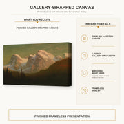 Albert Bierstadt - Late Afternoon Sun gallery wrap canvas construction and hanging details infographic
