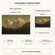 Albert Bierstadt - Late Afternoon Sun poster print size comparison and framing display infographic