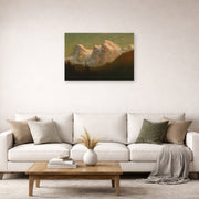 Unframed poster print of Albert Bierstadt's 'Late Afternoon Sun' displayed on a wall in a living room