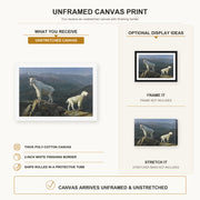 Albert Bierstadt - Mountain Goats canvas print size comparison and framing display infographic