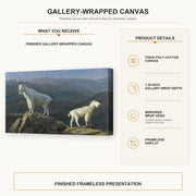 Albert Bierstadt - Mountain Goats gallery wrap canvas construction and hanging details infographic