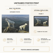 Albert Bierstadt - Mountain Goats poster print size comparison and framing display infographic