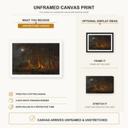 Albert Bierstadt - Oregon Trail canvas print size comparison and framing display infographic