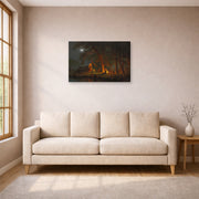 Gallery-wrapped canvas print of Albert Bierstadt's 'Oregon Trail' displayed on a wall in a living room