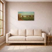 Gallery-wrapped canvas print of Albert Bierstadt's 'The Falls of Saint Anthony' displayed on a wall in a living room