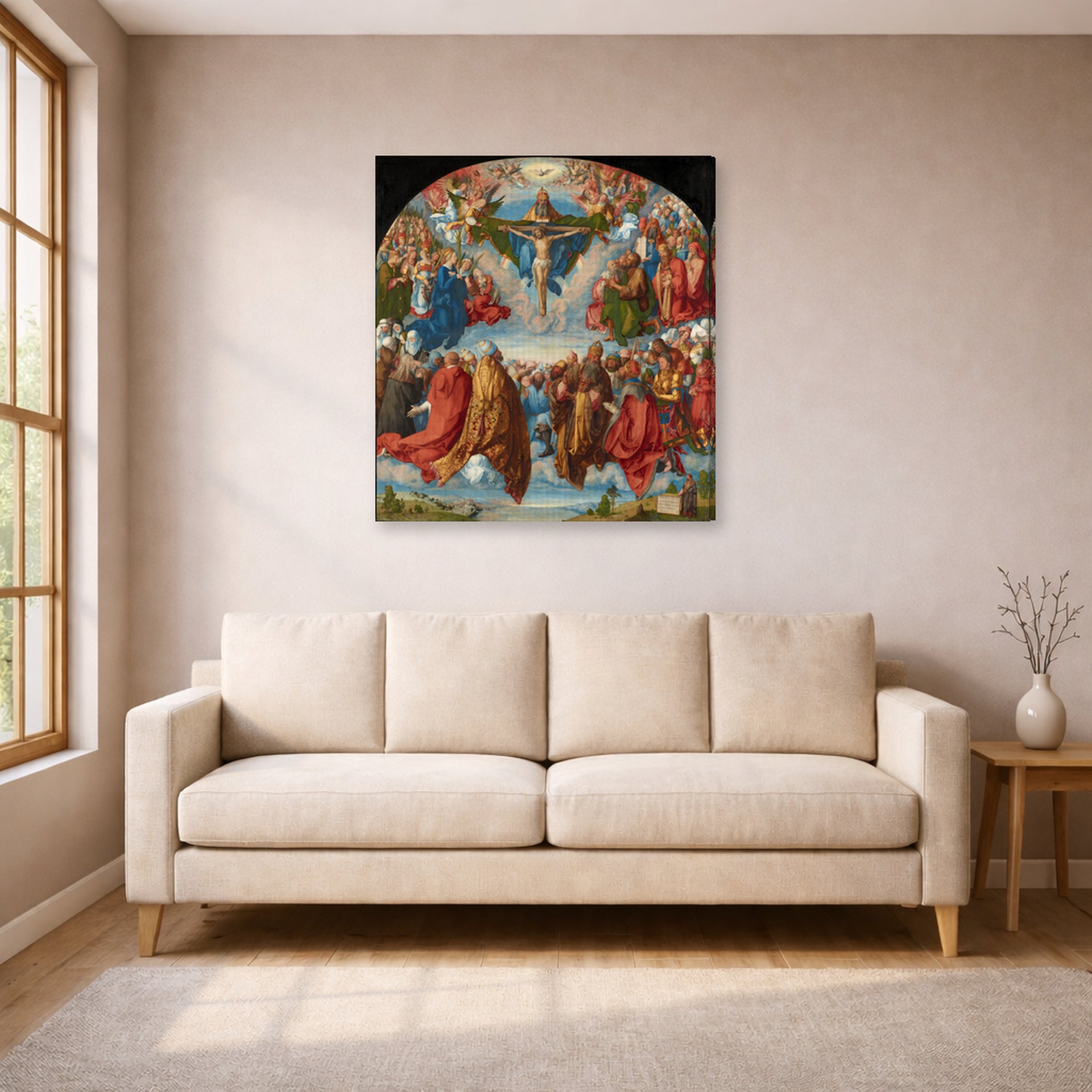 Albrecht Durer - Adoration of the Trinity - gallery wrap lifestyle living room 1