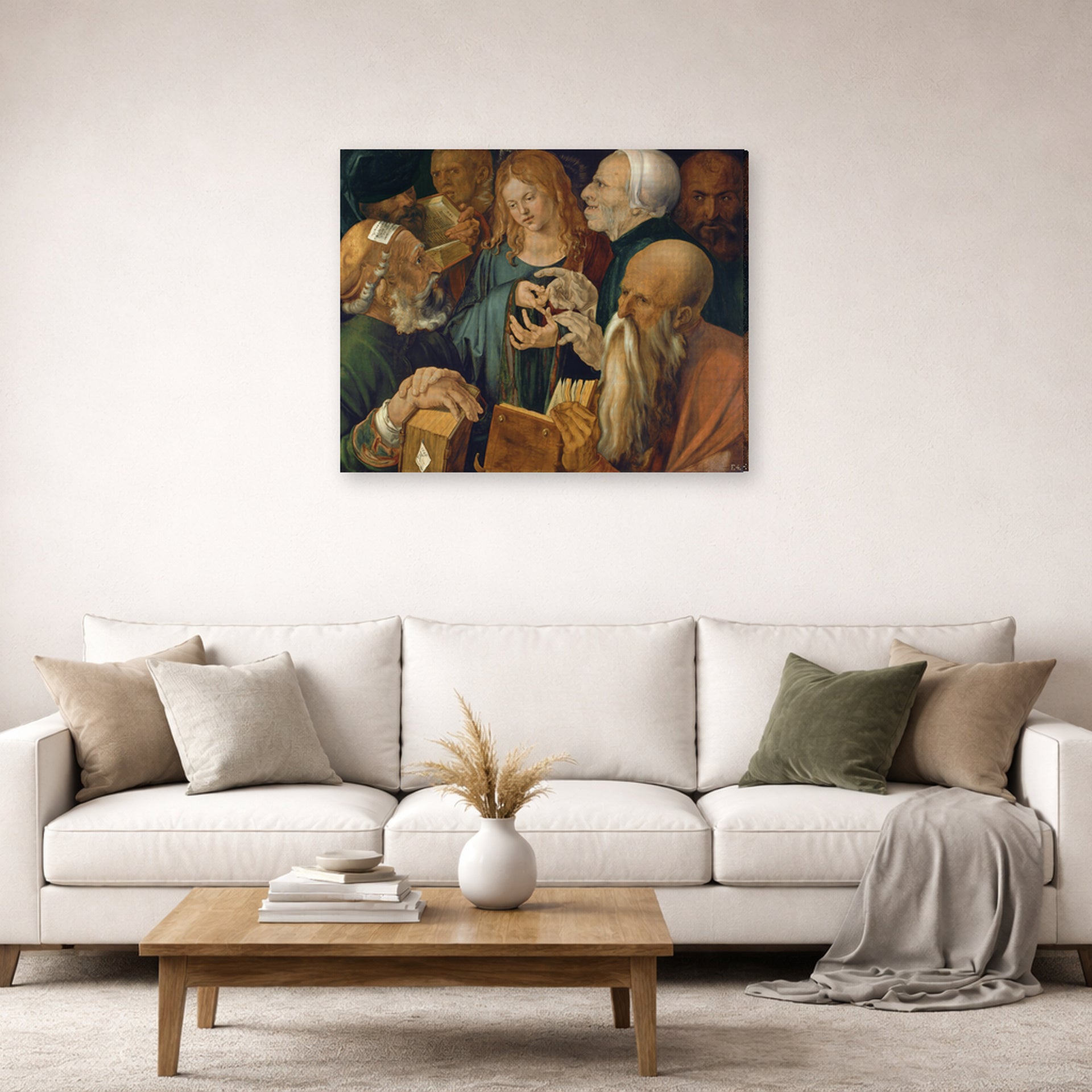 Albrecht Durer - Christ Among the Doctors - gallery wrap lifestyle living room 2