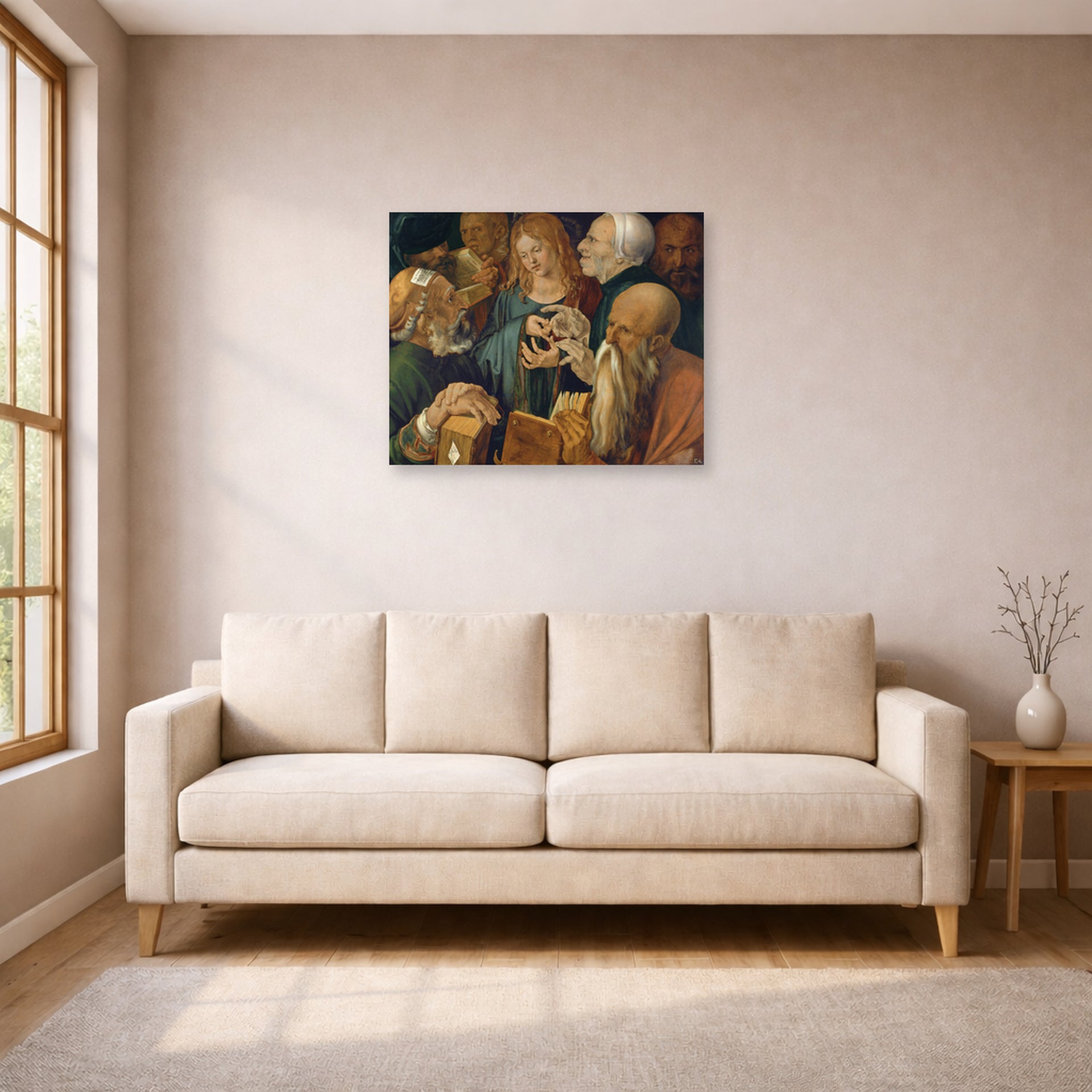 Albrecht Durer - Christ Among the Doctors - poster print lifestyle living room 1 unframed