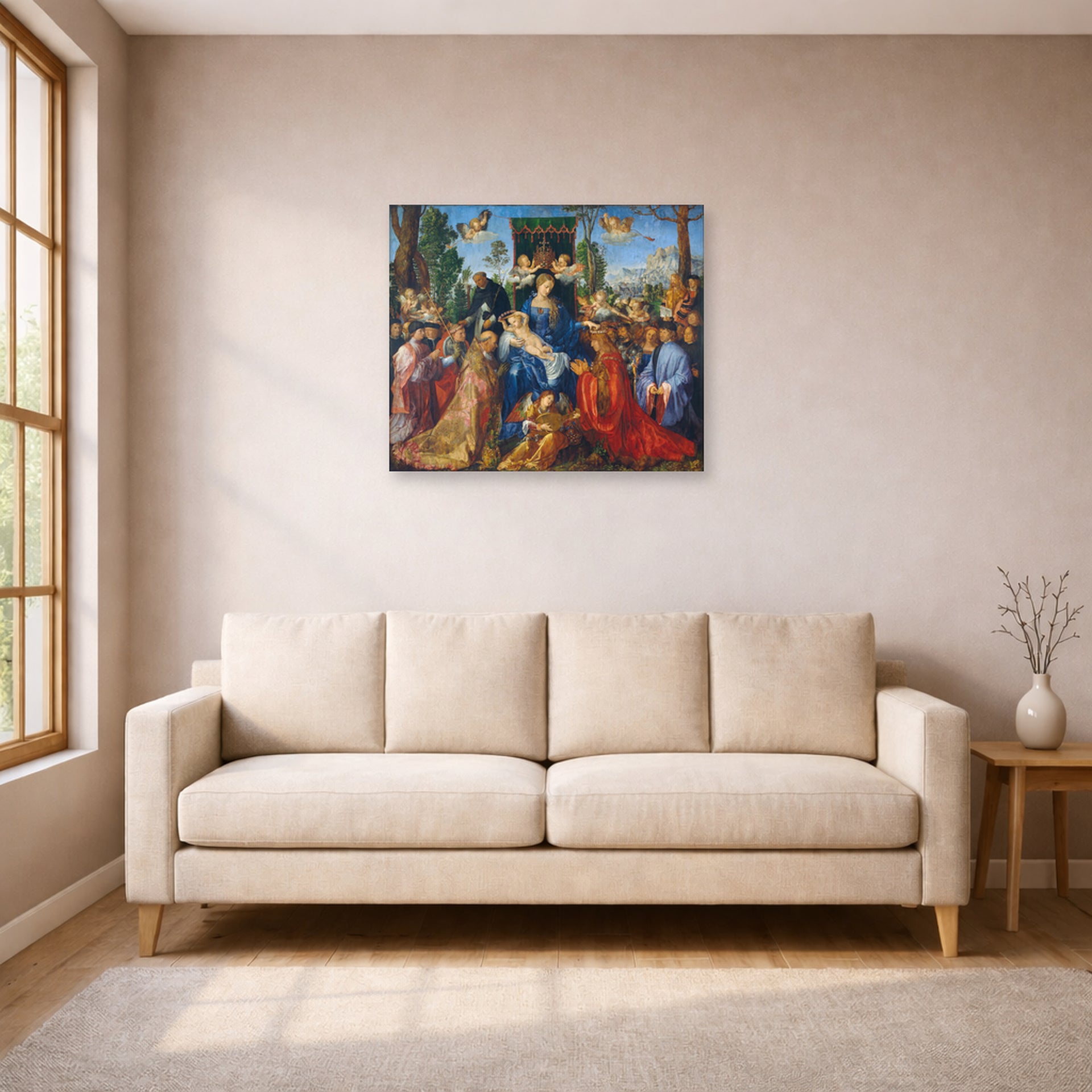 Albrecht Durer - Feast of Rose Garlands - poster print lifestyle living room 1 unframed