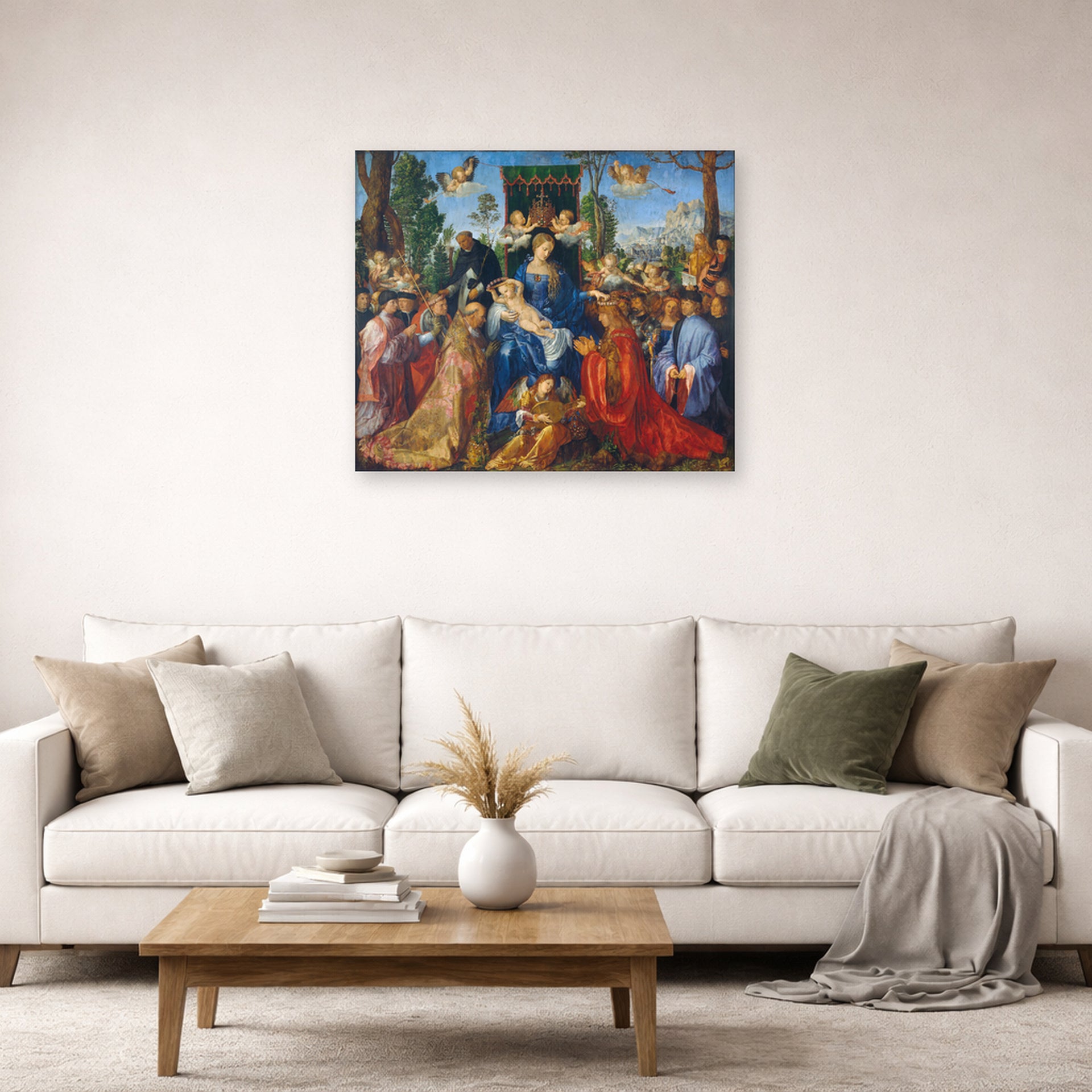 Albrecht Durer - Feast of Rose Garlands - poster print lifestyle living room 2 unframed