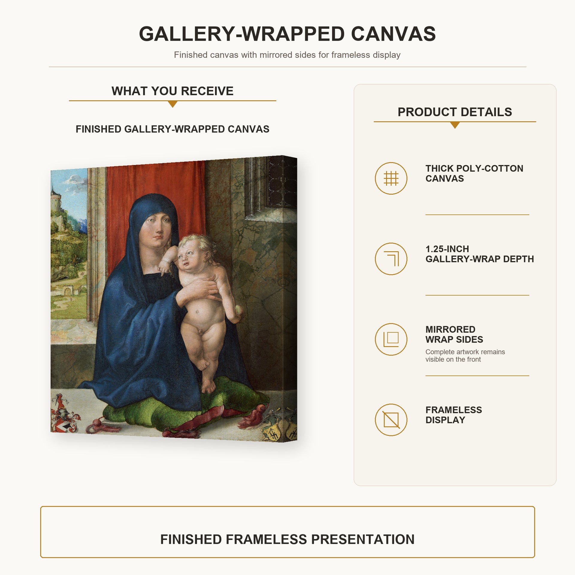 Albrecht Durer - Haller Madonna - gallery wrap product details infographic